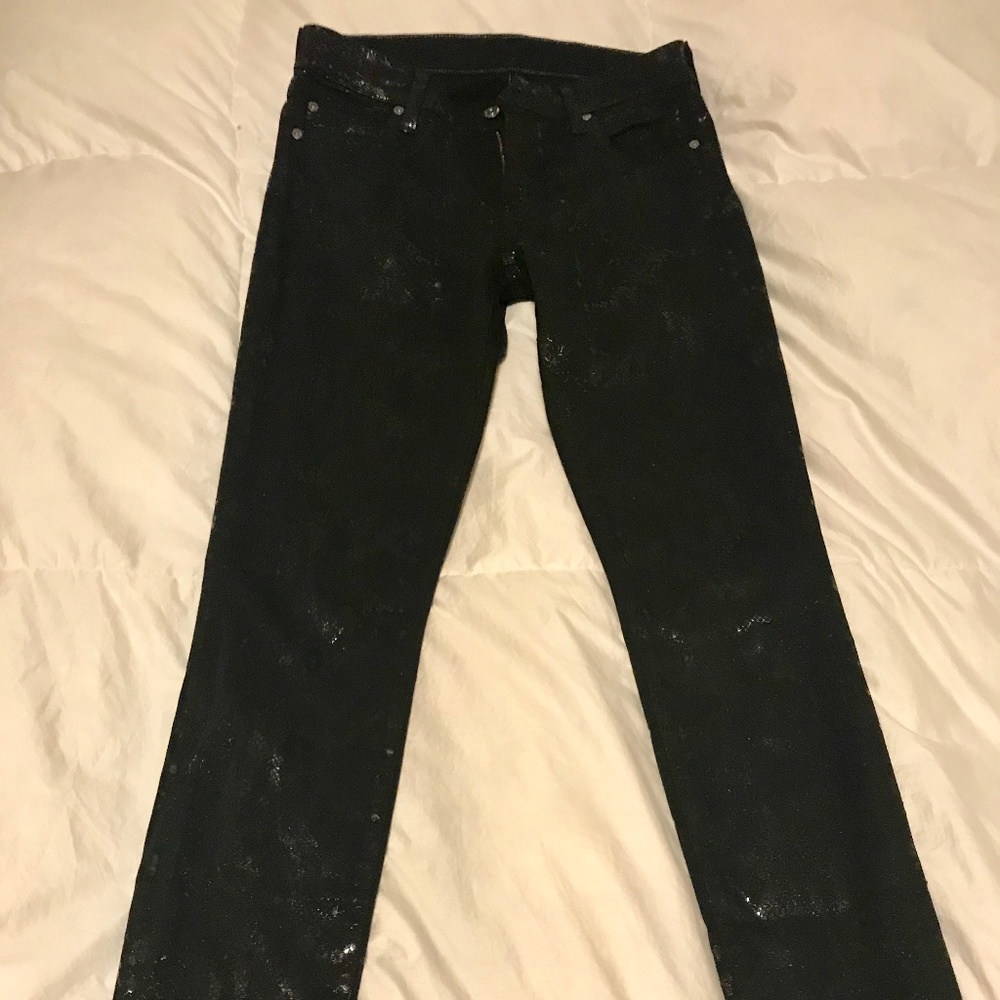 7 For All Mankind Snake skin black print jeans